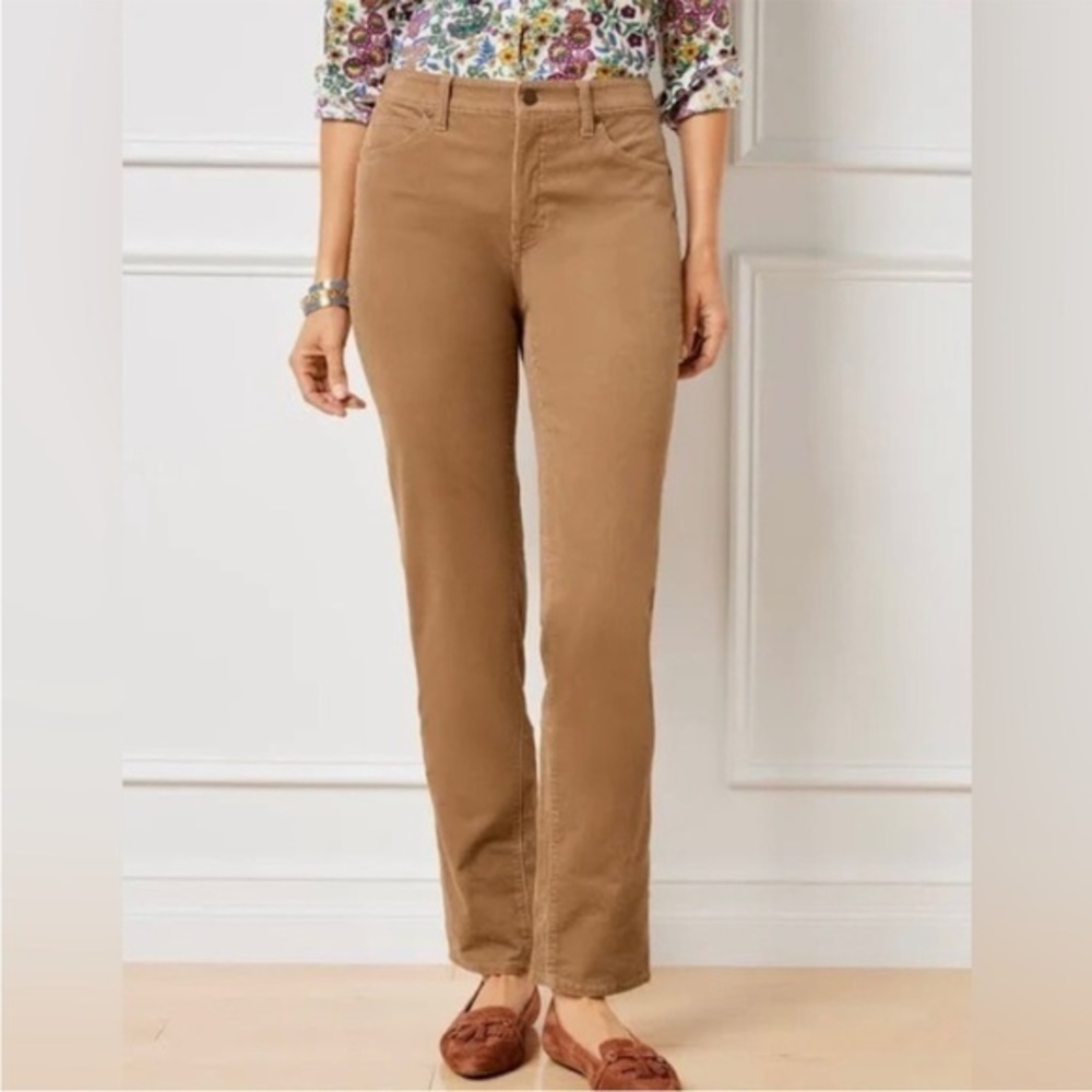 Talbots Heritage Brown Corduroy pants straight leg stretch size 12 P
